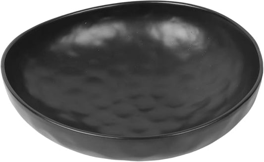 salomayes Wabi-Sabi Decorative Bowl, Matte Black Ceramic | Subtle Hammered Texture, Natural Speckled Finish, Handmade, Catchall for Entryway Table