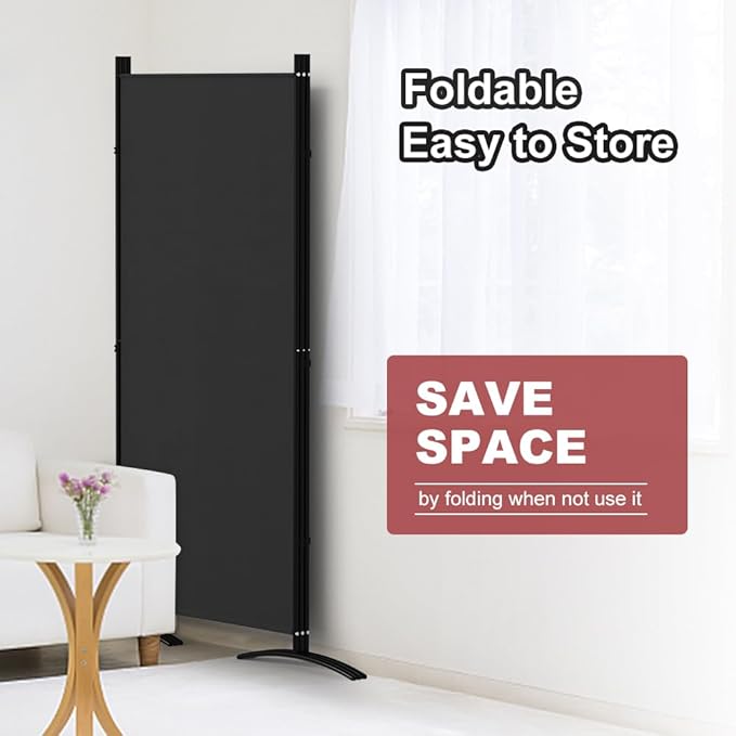 Kokorona 3 Panel Room Divider, 6FT Tall Folding Privacy Screen Wall Dividers, Portable Privacy Screen Freestanding Room Divider for Room Separation, Included - Cover Strips, Grey, 102''W x 71''H