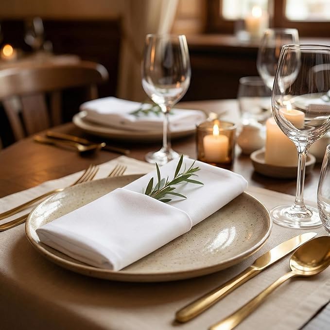 Urban Villa Cloth Napkins 100% Cotton Highly Absorbent Washable Reusable Premium Dinner Napkins Ideal for Gifts for Mothers Day Hotel Farmhouse Parties - White - Hemstitch (20" x 20", Set of 6)