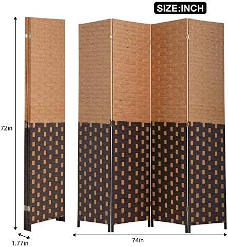 Room Dividers and Folding Privacy Screens 4 Panel 6 ft Foldable Portable Room Seperating Divider, Handwork Wood Mesh Woven Design Room Divider Wall, Room Partitions and Dividers Freestanding,CM