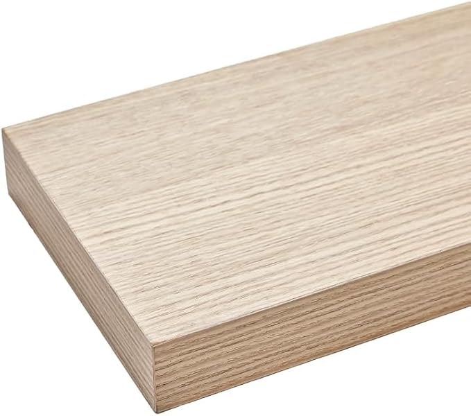 Oak Floating Shelves for Wall, Wall Mounted Wooden Shelves for Bathroom, Bedroom, Kitchen & Living Room, Rustic Storage & Decor Display Shelf for Plants, Books & Towels, Set of 2, 24"x7"x1.5"