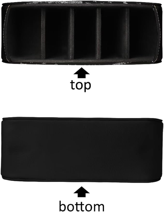 TV Remote Holder with 5 Compartments, USA Flag Print Office Desk Organizers,Nightstand Caddy, Storage for Media Players/Eyeglasses/Cosmetic Brushs - Desktop Caddy Black