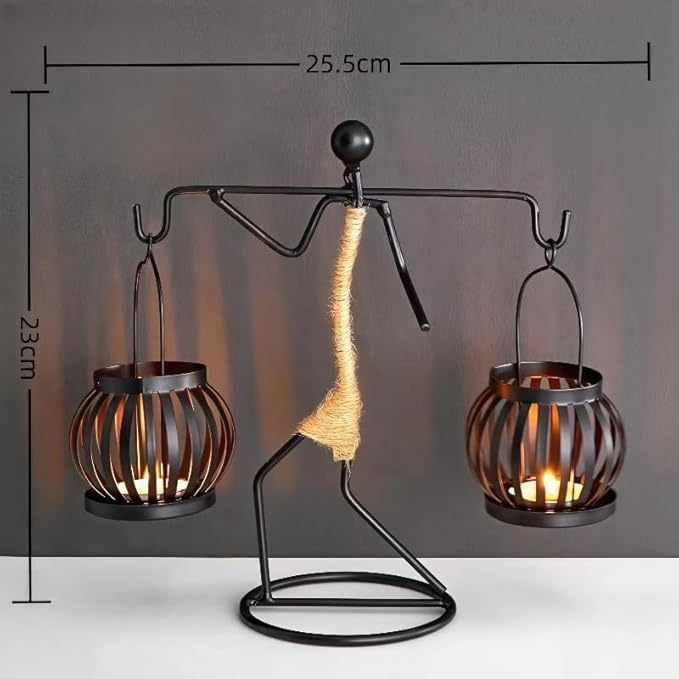 Iron Candlestick Holders for Table Centerpieces, Set of 2, Handmade Decor for Home, Restaurant, Hotel (2 pcs (D+G))