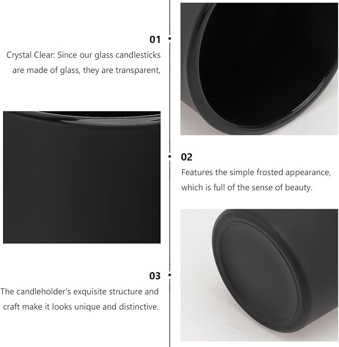 BESTOYARD 12Pcs Frosted Black Glass Votive Candle Holders, Modern Tea Light Holders for Table Centerpieces, Home Decor, Wedding & Party - Christmas Decorative Set