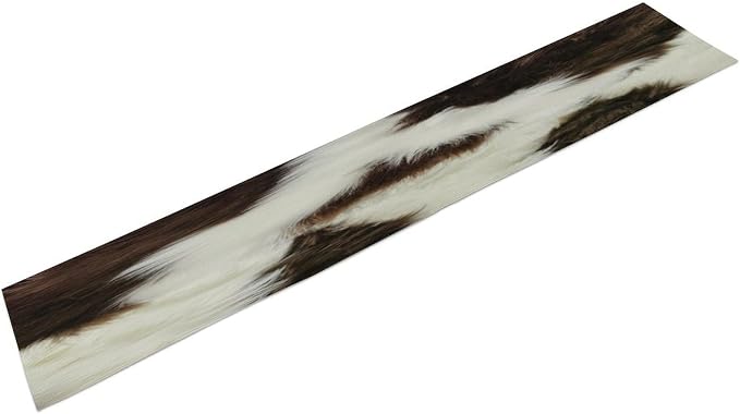 Cow Print Table Runner 3D Cow Fur Skin Brown Cowhide Country Farmhouse Wild Animal Theme Table Runner for Living Room Kitchen Dining Table Decoration 13x36in
