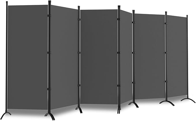 Room Divider, 6 Panel Room Dividers and Folding Privacy Screens, 6FT Partition Room Office Wall Divider for Separation 200" W Fabric, Portable Freestanding Room Divider Wall (Grey)