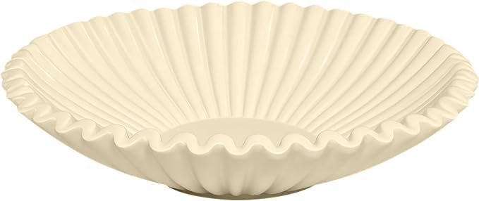 Beige Flat Decorative Bowl - 10" Key and Purse Resin Bowls for Entryway Table