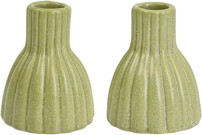 Taper Candle Holders Set of 2 Green Ceramic Candlestick for Table Centerpiece Mantel Candle Stick Stands for Wedding Dining Party Home Christmas Decoration Housewarming Gift