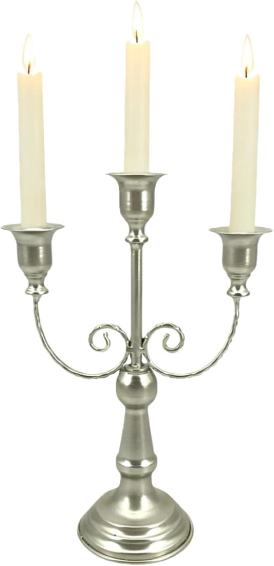 3 Arms Metal Candelabra Gold Candle Holder Vintage Modern Decorative Centerpiece Candlestick Holders for Table Wedding Halloween Christmas Party (1, Silver)