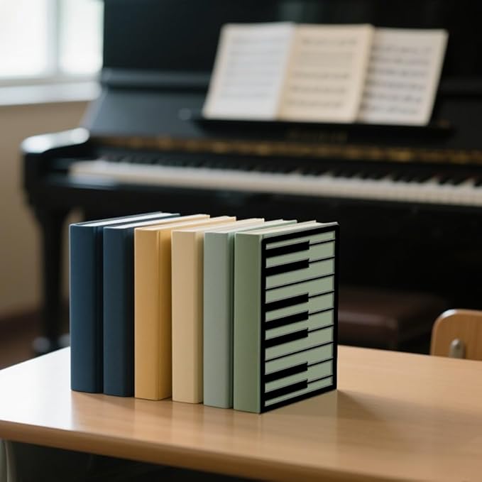 Peacoblue Metal Bookends for Shelves, Modern Decorative Heavy Duty Study Book Ends Stoppers for Office, Desk, Shelf, Room 5.3"x4.3"x7.9" Cast Iron Simple Tall Bookends 1 Pair (Piano Keys)