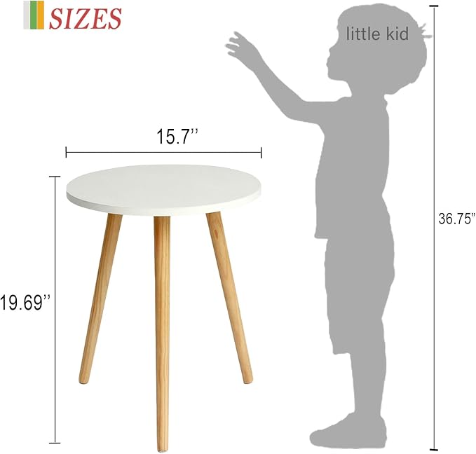 AWASEN Round Side Table, Small Accent Table Nightstand Modern End Table for Living Room Bedroom Office Small Spaces, 15.7''Dia x 19.69''H (White)