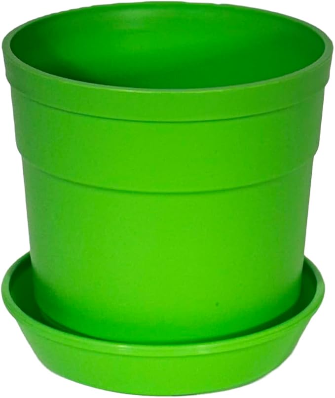 12-Piece Lime Green Color Flower Pot and Saucer Set, Modern Planter Collection in Graduated Sizes (2"–12") – | Graduated 2-12 Inch Sizes, Drainage Holes, Durable Fade-Resistant Design, Made in USA for Plants & Flowers