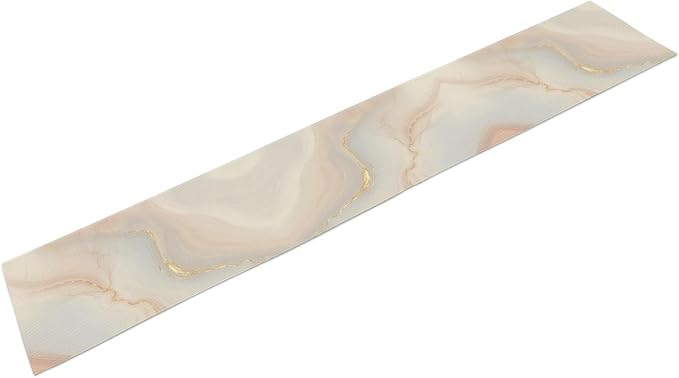 Marble Table Runner, Fantastic Soft Pink Gold Textured Art Table Runner for Kitchen Dining Cafe Party Wedding Birthday Decor, 13x70 Inch