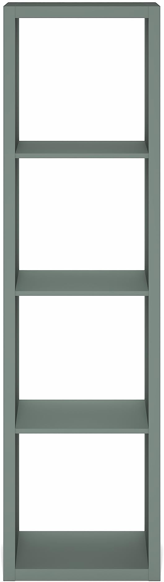 Furinno Cubicle Book Shelf, Vertical 4-Cube Bookshelf, Extra Thick Horizontally & Vertically Reversible Bookcase with Open Back, 14.6" x 16" x 58", for Living Room, Bedroom, Home Office, Sage Green