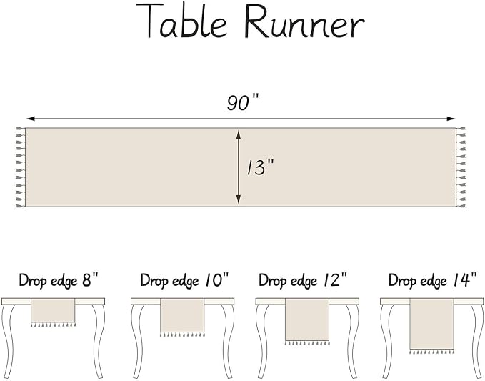 Table Runner, Rustic Farmhouse Linen Waterproof Table Runners for Holiday Party, Dresser Decor and Dining Room Decorations-Blue-14 x90, 6-8 Seats