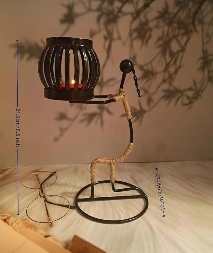Iron Candlestick Holders for Table Centerpieces, Set of 2, Handmade Decor for Home, Restaurant, Hotel (2 pcs (D+G))