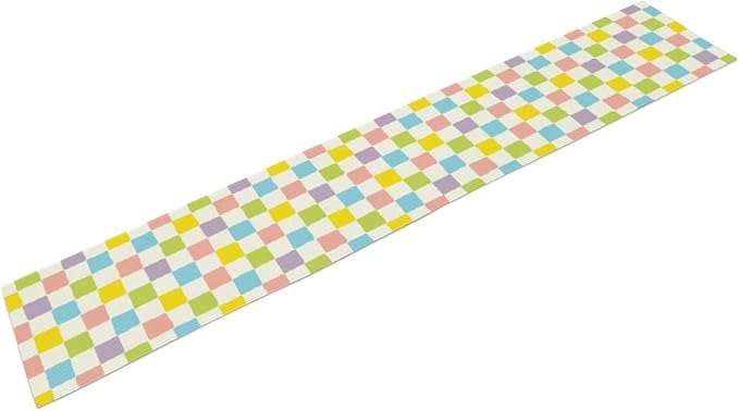 Colourful Hippie Table Runner Green Blue Purple Pink Modern Geometric Square Home Dinner Runner for Living Room Kitchen Party Holiday Dinner Home Decor 13x120in