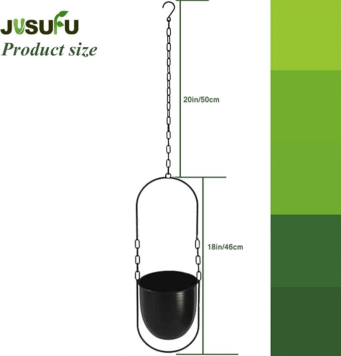 Metal Hanging Planters for Indoor and Outdoor Plants (Black)