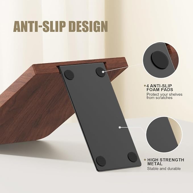 Book Ends, Non-Slip Bookends, Heavy Duty Wooden Bookend Support for Books and Movies (20, Square bookends)