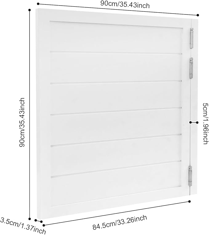 Room Divider Door White | Black Space Saving Sliding Partition Door for Doorways | Farmhouse Style Half Door w/Pull Rope | No-Drill Interior Door for Home Office & Studio (White, 35.4x35.4in)