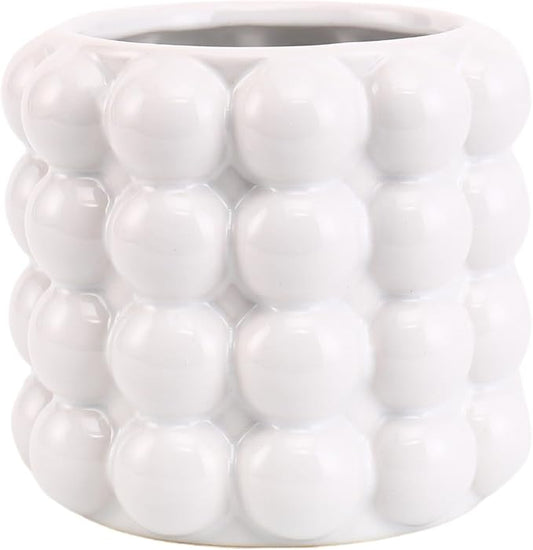 Bubble Vase, White Ceramic Vase, Small Short Vase, Ceramic Flower Vases for Home Decor, Decorative Vases for Living Room, Bedroom, Office, Shelf, Coffee Table, 5 Inches