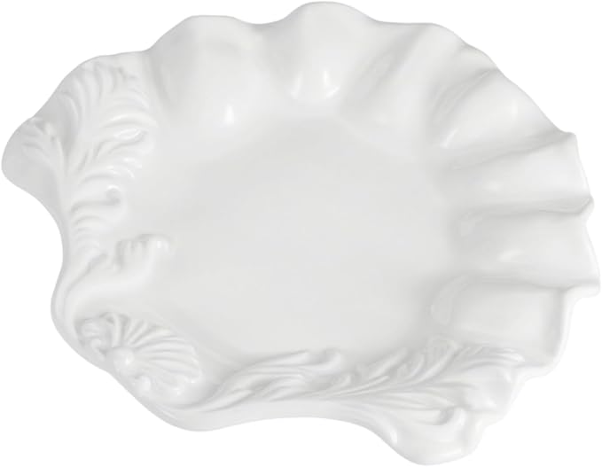 7.8" White Ceramic Decorative Bowl, Wavy Irregular Edge, Key Bowl, Jewelry Storage Bowl and Fruit Bowl, Multi-functional Decorative Item for Entryway Table, Coffee Table and Living Room