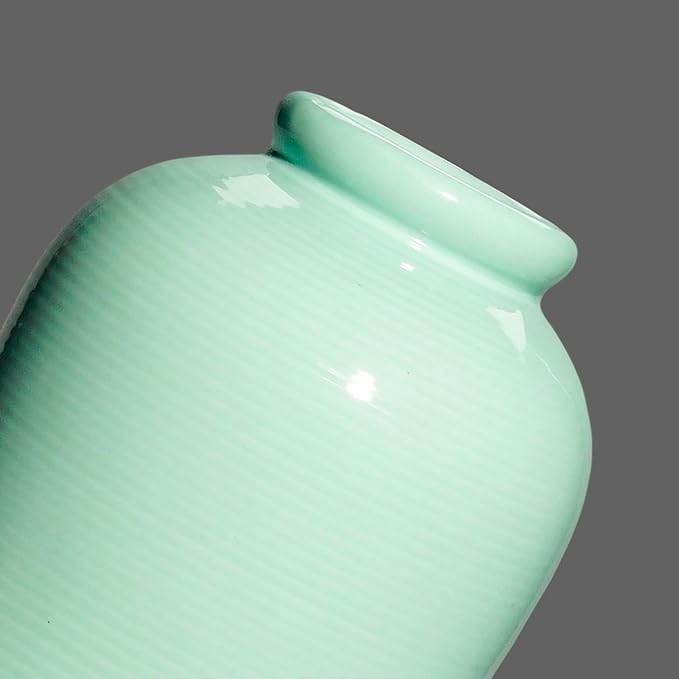 Green Ceramic Vase - 11 Inch Tall Modern Decorative Flower Vase for Living Room, Pottery Centerpiece Vases Home Decor, Eucalyptus, Mantel Decor, Side Table, Kitchen Decoration