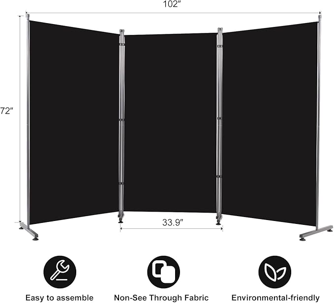 Room Divider 6FT Folding Privacy Screens, 3 Panel Partition Room Dividers w/Freestanding Design, Portable Wall Divider for Room Separtation, Fabric Room Divider Panel Sceen for Home Office Bedroom