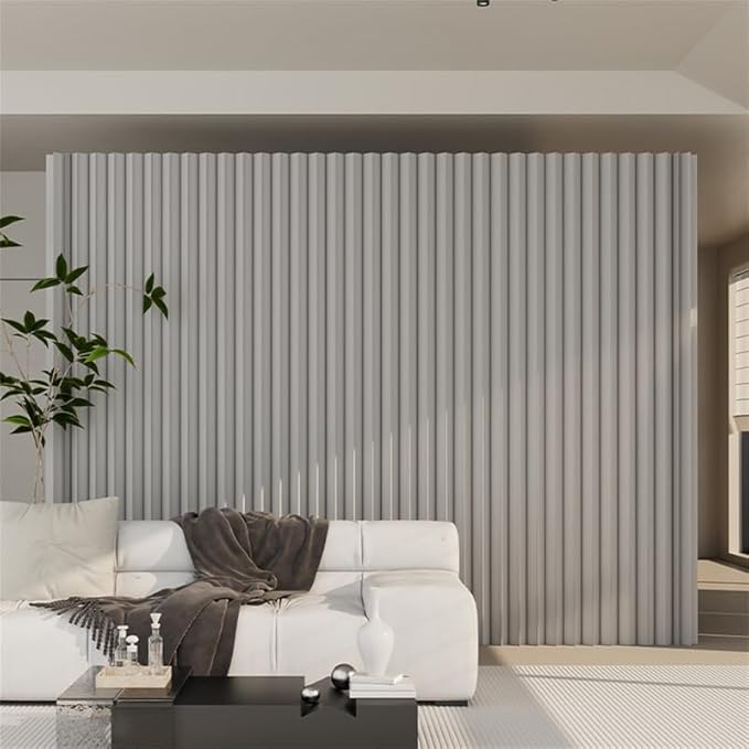 Portable Paper Room Divider Wall, Enterprise Office Retractable Temporary Partition Wall, Indoor Folding Rooling Privacy Screen for Room Separation, Grey