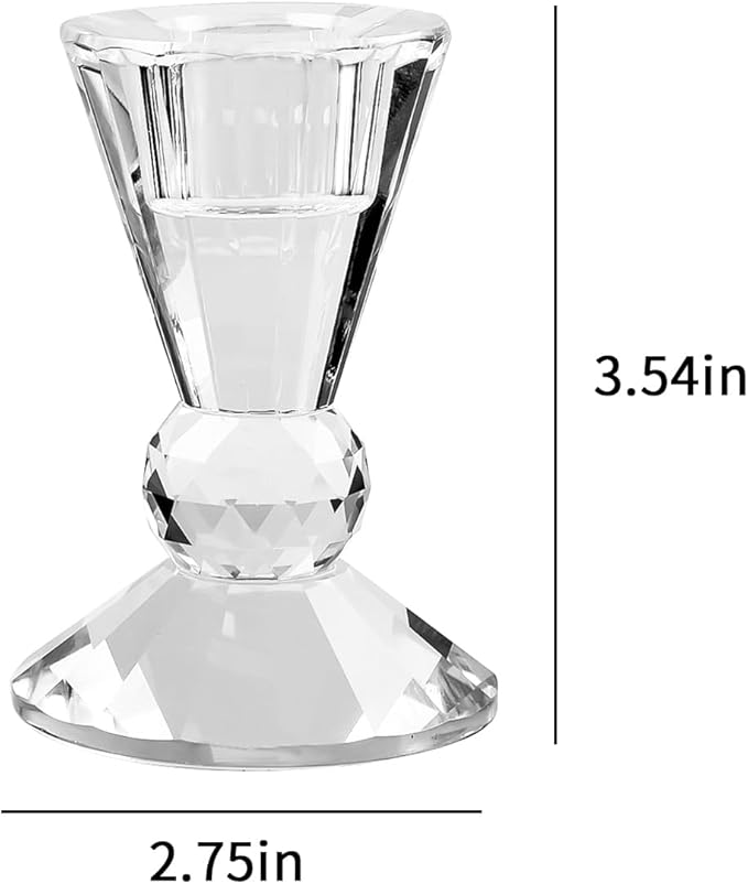 Kitcom Tapered Candle Holders Pack of 2 Clear, Cute Candle Holder for Table Centerpiece, Home Decor and Party, 3.54IN
