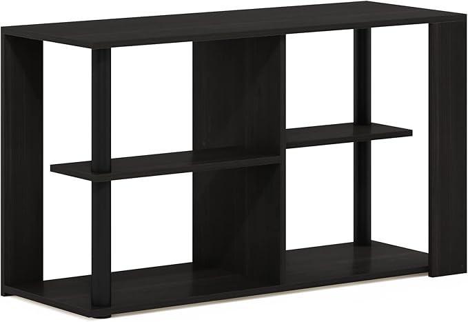 Furinno Romain Narrow End Table with Shelves, Espresso/Black