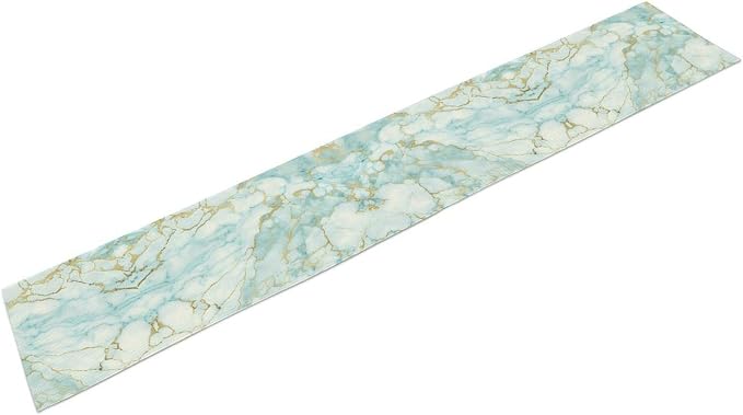 Marble Table Runner, Light Blue Abstract Textured Art Modern Table Runner for Kitchen Dining Home Party Birtyday Wedding Decor, 13x60 Inch