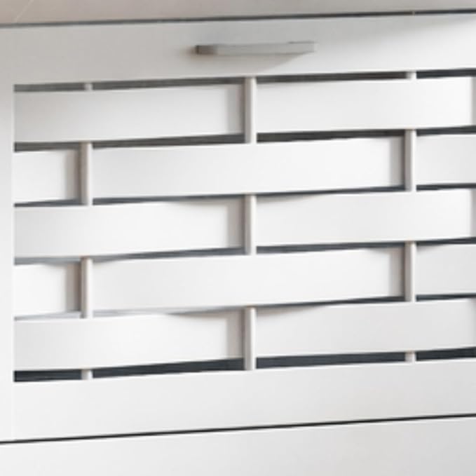 White Shoe Cabinet Storage with 6 Flip Drawers for Entryway, Slim Shoe Rack Cabinet with Woven Design Drawers, Narrow Shoe Organizer for Hallway, Apartment (White, 6 Drawers)