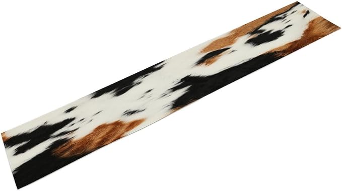 Cowhide Table Runne Vintage Cow Print 3D Rustic Theme Animal Fur Skin Farm Dining Table Decoration for Kitchen Dining Room Holiday Party Decor 13x36in