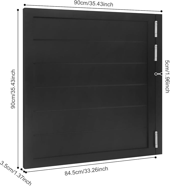 Room Divider Door White | Black Space Saving Sliding Partition Door for Doorways | Farmhouse Style Half Door w/Pull Rope | No-Drill Interior Door for Home Office & Studio (Black, 35.4x35.4in)