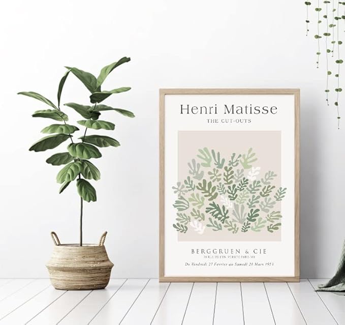 Unframed Sage Green Wall Art Set of 3,12x16IN Abstract Matisse Wall Decor,Quality Canvas Prints Posters Decoration for Bathroom Living Room Bedroom