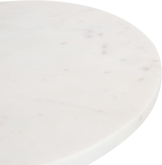 Kate and Laurel Tira Elegant Round Drink Table, 10 x 22, White Marble and Gray Gunmetal, Modern Glam Circle Martini Table for Use as a Small Bedroom Nightstand or Living Room Plant Stand Option