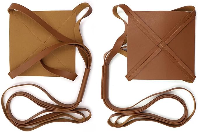 2Pcs Plant Hanger Indoor, Brown PU Leather Plant Hangers, Planter Wall Hanging Shelf Holder with Leather Rope for Home Decoration Outdoor Gardening Accessory, Plant and Pot Not Included