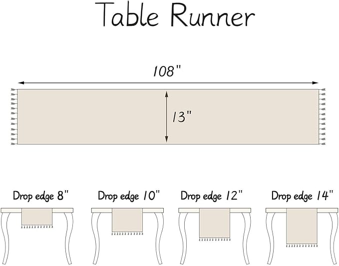 Table Runner, Rustic Farmhouse Linen Waterproof Table Runners for Holiday Party, Dresser Decor and Dining Room Decorations-Light Coffee-14 x108, 8-10 Seats