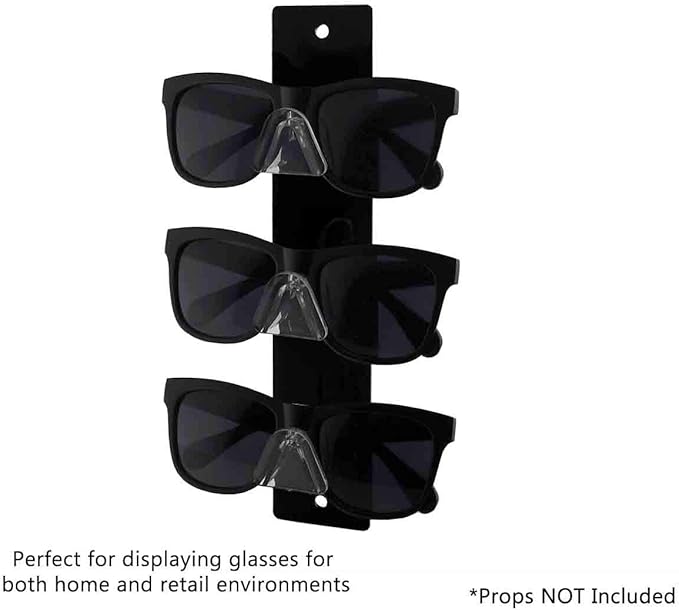 Marketing Holders 6 Pack Glasses Display 3 Pairs Holder with Hardware Retail Locations Space Saver Organizer Storage Hanger Warehouses Wall Mount Eyeglasses Black Acrylic Spectacles Safety Glasses