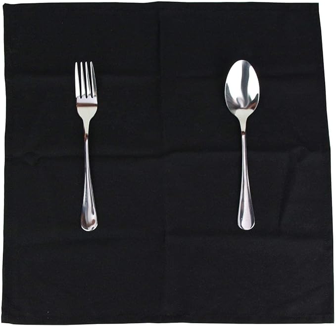 Solid Color Linen Blended Thin Dinner Cloth Napkins - Set of 12 (40 x 40 cm) - for Halloween Events & Home Use (Black)