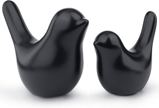 LAIDANLA Small Birds Statues Black Modern Style Home Decor Birds Small Animal Sculpture for Living Room Office Desktop Shelf Coffee Table Bedroom（2pcs）