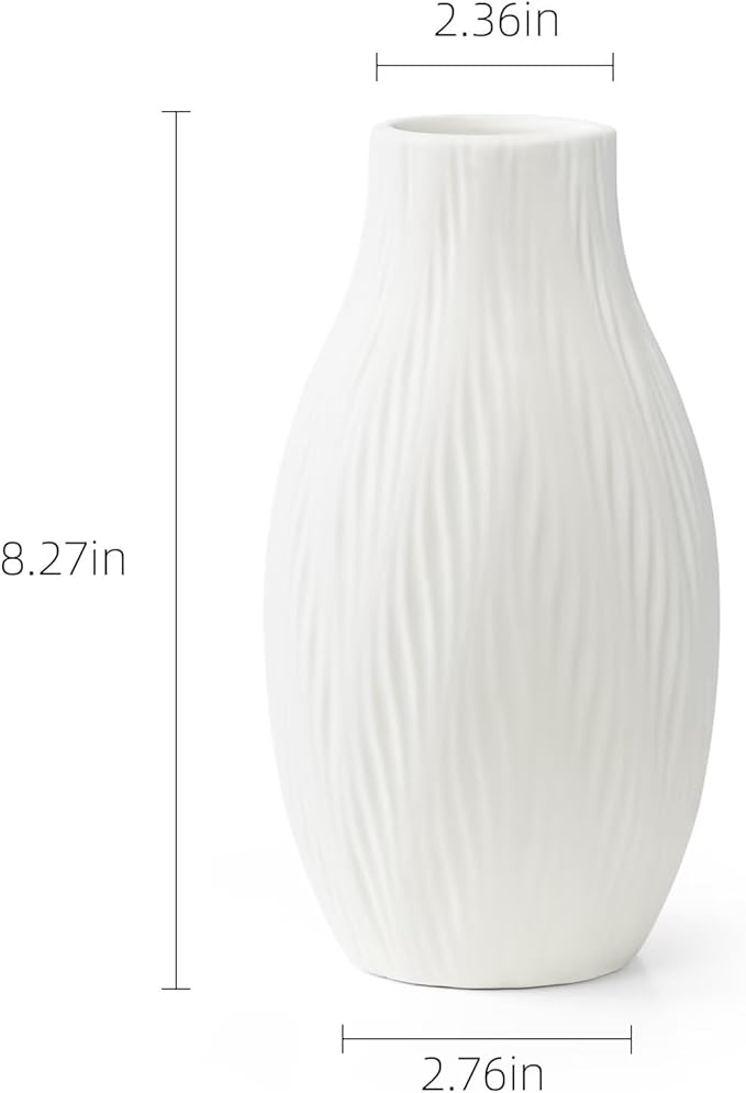 White Ceramic Vase, Ceramic Vase for Pampas Grass, Modern Minimalist Vase for Home Decor, Decorative Vase for Living Room, Dining Table, Farmhouse, Office, Bedroom, Kitchen Shelf, Table Centerpiece