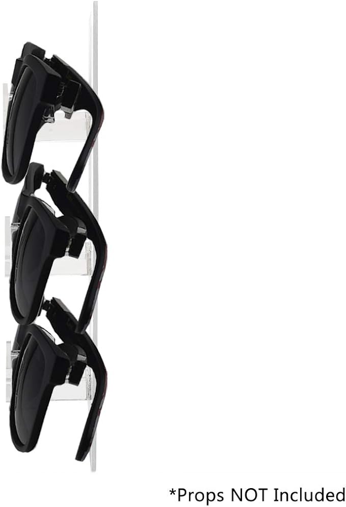Marketing Holders Wall Glasses Display 3 Pair Holder with Hardware Retail Locations Space Saver Organizer Storage Hanger Warehouse Eyeglasses White Acrylic Spectacles Safety Goggles Labs