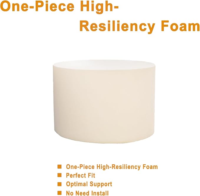 Poofieotto Round Ottoman Stuffed 20x12 Inches Floor Pouf Chair for Living Room Bedroom Modern Foam Pouf Ottoman Foot Rest for Couch Home Décor Pouffe (Light Coffee Pouf with Filler)