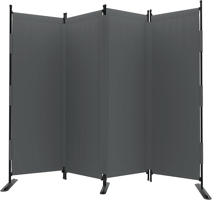 Room Divider, 4 Panel Upgraded Folding Privacy Screen, 88” Highly Secretive Separation with 3 Metal Feet, Partition Screen, Lightweight Freestanding Wall Divider Bedroom (Grey)