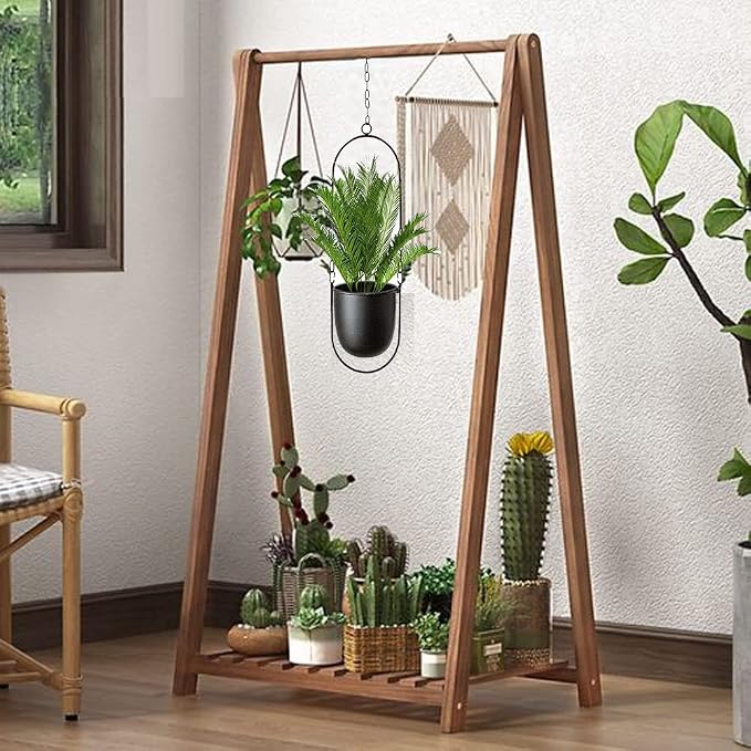 Metal Hanging Planters for Indoor and Outdoor Plants (Black)