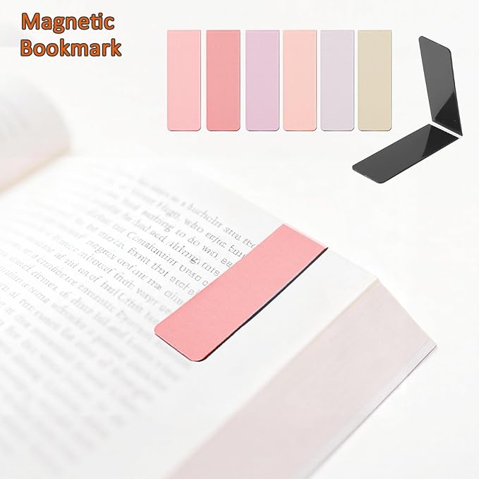 6 Pcs Metal Book Ends for Shelves, Modern Black Small Bookends Organizer, Minimalist Book Stopper & Invisible Metal Book Ends for Home Office Décor