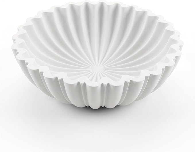 Decorative Bowl for Home Decor, 10.6" Large Modern White Scalloped Fruit Bowl for Coffee Table, Entryway Table, Kitchen Counter, Centerpiece for Keys or Candy