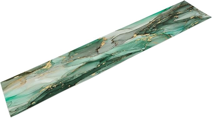 Marble Table Runner,Abstract Green Jade Gold Luxury Flow Liquid Modern Home Vintage Stone Pattern Table Runner for Coffee Table Dining Room Table Bedroom Party Holiday Decor 13x60inch